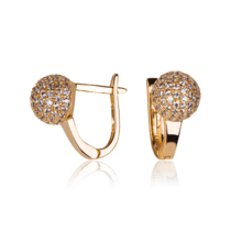 обзорное фото Золотые серьги с цирконом Сфера 030565  Золотые серьги с фианитом