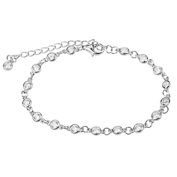 Браслет с бесцветными фианитами и дополнительным фианитом на цепочке 039729 детальное изображение ювелирного изделия Серебряные женские браслеты Браслет с бесцветными фианитами и дополнительным фианитом на цепочке 039729 детальное изображение ювелирного изделия Серебряные женские браслеты