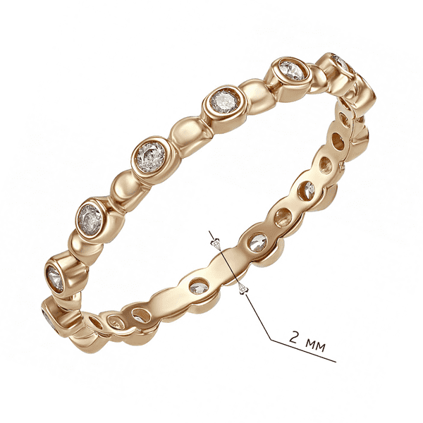 Золотое кольцо задекорированное фианитами в круглой глухой закрепке по всему периметру Золотое кольцо задекорированное фианитами в круглой глухой закрепке по всему периметру