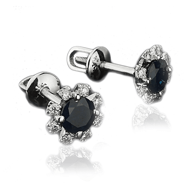 Серьги из белого золота с сапфирами и бриллиантами 023112 детальное изображение ювелирного изделия Золотые серьги с сапфиром Серьги из белого золота с сапфирами и бриллиантами 023112 детальное изображение ювелирного изделия Золотые серьги с сапфиром