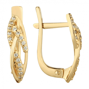 Золотые серьги с цирконием 1,3,0713 детальное изображение ювелирного изделия Золотые серьги с фианитом