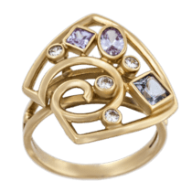 обзорное фото Золотое кольцо Королевское  101402  Золотые кольца с фианитом