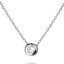обзорное фото Серебряное колье с одним белым фианитом якорное плетение и дополнительной цепочкой 039814 Серебряные колье обзорное фото Серебряное колье с одним белым фианитом якорное плетение и дополнительной цепочкой 039814  Серебряные колье