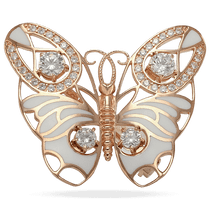 обзорное фото Золотая брошь Бабочка с белой эмалью и фианитами 031650 Золотые броши обзорное фото Золотая брошь Бабочка с белой эмалью и фианитами 031650  Золотые броши