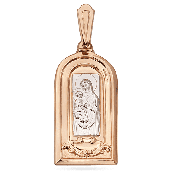 Ладанка Єрусалимська ікона Божої Матері в білому та червоному золоті 039106 детальне зображення ювелірного виробу Ладанка Єрусалимська ікона Божої Матері в білому та червоному золоті 039106 детальне зображення ювелірного виробу