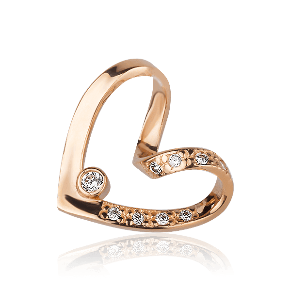 Золотой подвес Сердце 1,4,0340 детальное изображение ювелирного изделия Золотые кулоны с фианитом