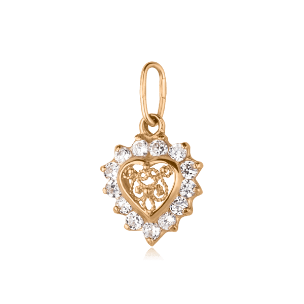 Золотой кулон Сердце с фианитами 62022 детальное изображение ювелирного изделия Золотые кулоны с фианитом Золотой кулон Сердце с фианитами 62022 детальное изображение ювелирного изделия Золотые кулоны с фианитом