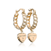 оглядове фото Золоті сережки-кільця сердця в стилі Tiffany 028371
