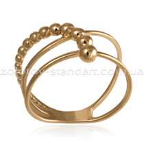 обзорное фото Золотое кольцо с шариками 300397  Золотые кольца без вставок