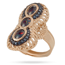 обзорное фото Золотое кольцо массивное с опалом Семирамида 034142 Золотые кольца обзорное фото Золотое кольцо массивное с опалом Семирамида 034142  Золотые кольца