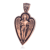обзорное фото Золотая ладанка Ангел Хранитель с чернением 024633  Золотые подвески иконки