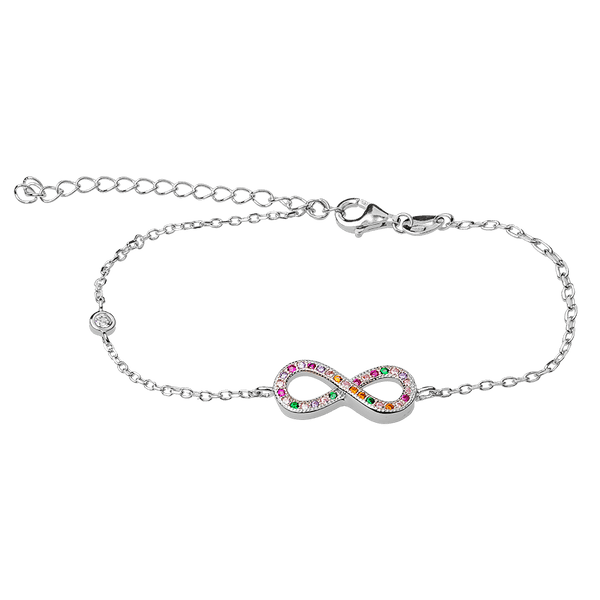 Серебряный браслет на руку со знаком Бесконечность фианитов разных цветов 039709 детальное изображение ювелирного изделия Серебряные женские браслеты Серебряный браслет на руку со знаком Бесконечность фианитов разных цветов 039709 детальное изображение ювелирного изделия Серебряные женские браслеты