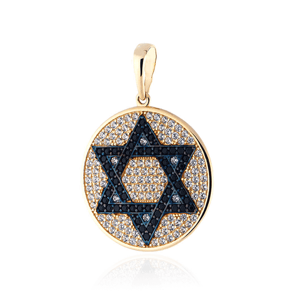 Золотой кулон Звезда Давида с россыпью фианитов 032988 детальное изображение ювелирного изделия Золотой кулон Звезда