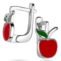 обзорное фото Детские серебряные серьги Яблочки с красной и зеленой эмалью 925 пробы (родированные) 039624 Серебряные серьги с камнями обзорное фото Детские серебряные серьги Яблочки с красной и зеленой эмалью 925 пробы (родированные) 039624  Серебряные серьги с камнями