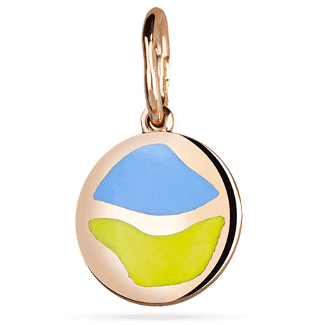 Золотой подвес монетка с желто-голубой эмалью в красном золоте 585 пробы  037504 детальное изображение ювелирного изделия Золотые кулоны с эмалью Золотой подвес монетка с желто-голубой эмалью в красном золоте 585 пробы  037504 детальное изображение ювелирного изделия Золотые кулоны с эмалью