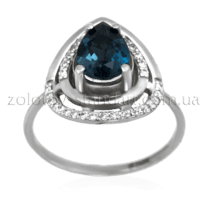 обзорное фото Золотое кольцо с Лондон топазом и бриллиантами 12065/1  Золотые кольца с Лондон топазом