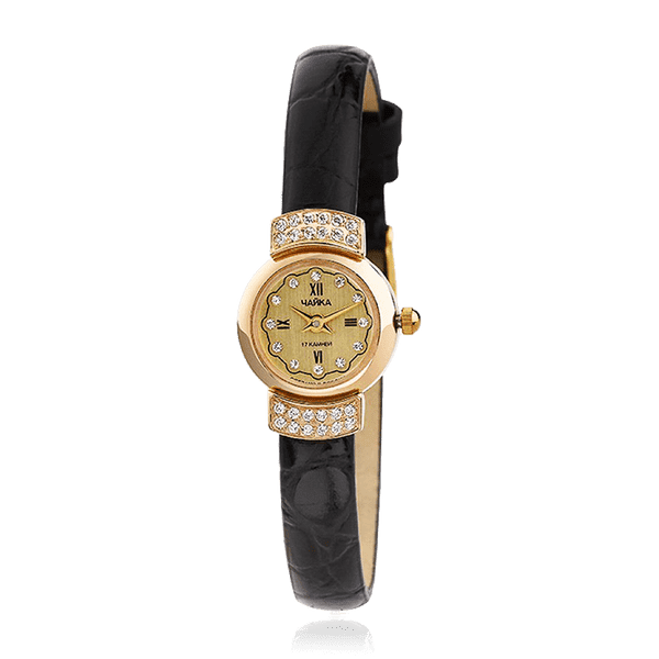 элегантные часы золотые с кожей