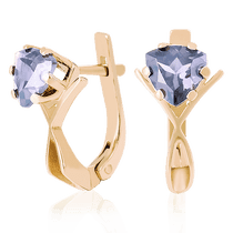 обзорное фото Золотые серьги с аметистом 023515  Золотые серьги с аметистом