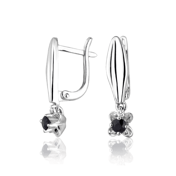 Золотые серьги из белого золота с сапфиром и бриллиантом 025376 детальное изображение ювелирного изделия Золотые серьги с сапфиром Золотые серьги из белого золота с сапфиром и бриллиантом 025376 детальное изображение ювелирного изделия Золотые серьги с сапфиром