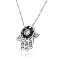 обзорное фото Колье Хамса (Рука Фатимы) из серебра 925 пробы 033089  Серебряные колье