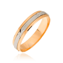 обзорное фото Обручальное кольцо из красного и белого золота с узором 036729  Золотые кольца