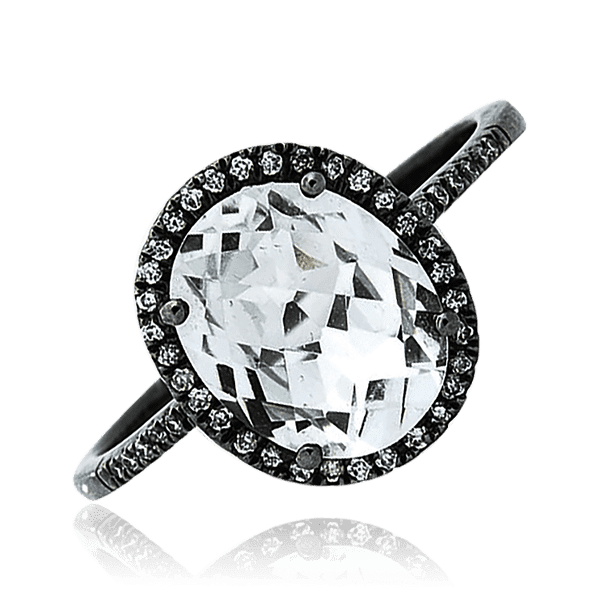 Жіноча каблучка з білого золота з кварцем і діамантами 032938 детальне зображення ювелірного виробу Жіноча каблучка з білого золота з кварцем і діамантами 032938 детальне зображення ювелірного виробу