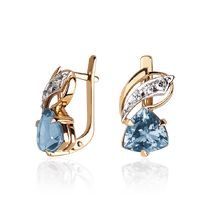 обзорное фото Золотые серьги с топазом и фианитами Рикарда 033495 Золотые серьги обзорное фото Золотые серьги с топазом и фианитами Рикарда 033495  Золотые серьги