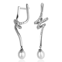 обзорное фото Серьги с бриллиантом и жемчугом ІСЖ2-085 Золотые серьги с жемчугом обзорное фото Серьги с бриллиантом и жемчугом ІСЖ2-085  Золотые серьги с жемчугом