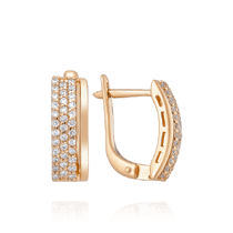 обзорное фото Серьги золотые женские с фианитом 036616 Золотые серьги обзорное фото Серьги золотые женские с фианитом 036616  Золотые серьги