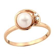 обзорное фото Кольцо с жемчугом 320428  Золотые кольца с жемчугом