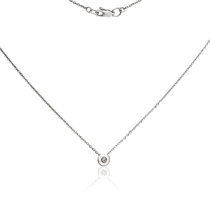 обзорное фото Тонкая цепочка из белого золота с подвеской с бриллиантом 035151 Золотое колье с бриллиантами обзорное фото Тонкая цепочка из белого золота с подвеской с бриллиантом 035151  Золотое колье с бриллиантами