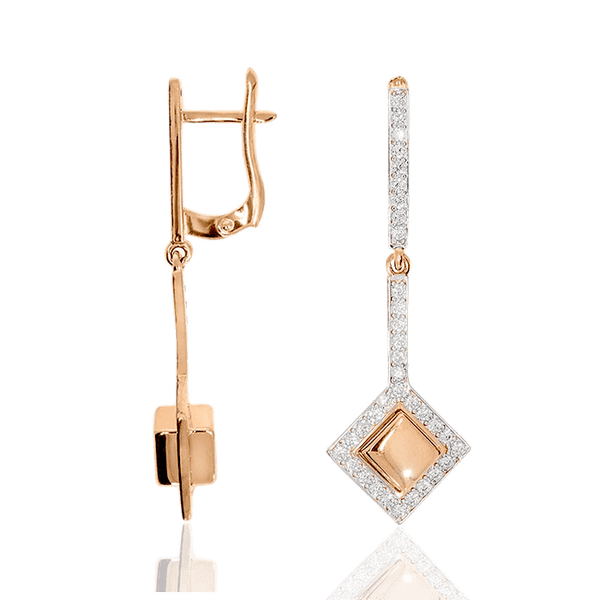 Золотые серьги с белыми фианитами 031704 детальное изображение ювелирного изделия Золотые серьги с фианитом Золотые серьги с белыми фианитами 031704 детальное изображение ювелирного изделия Золотые серьги с фианитом