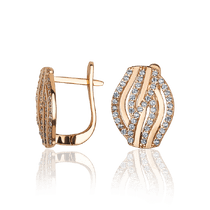 обзорное фото Серьги из красного золота с фианитами 031501  Золотые серьги с фианитом