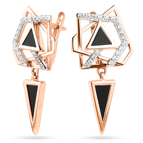 Золотые серьги с агатом и белыми фианитами 031670 детальное изображение ювелирного изделия Золотые серьги с агатом Золотые серьги с агатом и белыми фианитами 031670 детальное изображение ювелирного изделия Золотые серьги с агатом