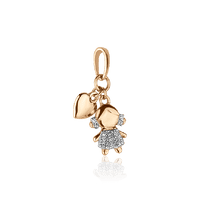 обзорное фото Золотой подвес с белыми фианитами Девочка 028102  Золотые кулоны с фианитом