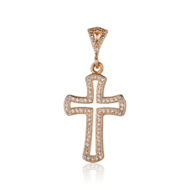 обзорное фото Золотой крестик с цирконием 1,4,0680  Декоративные золотые крестики