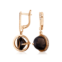 обзорное фото Золотые серьги с раухтопазом 539144  Золотые серьги с раухтопазом