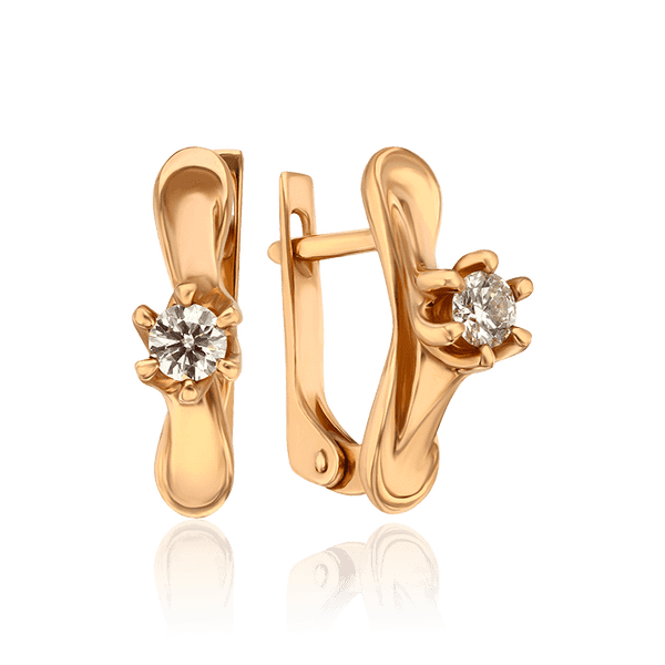 серьги с бриллиантом (английский замок) серьги с бриллиантом (английский замок)