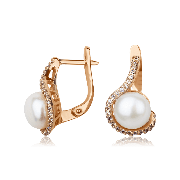 Золотые серьги с жемчугом  Золотые серьги с жемчугом