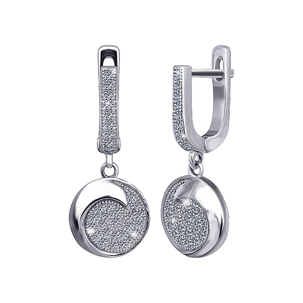 Серебряные серьги с фианитом 025539 детальное изображение ювелирного изделия Серебряные серьги с камнями