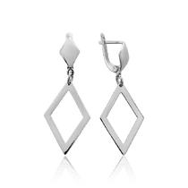 обзорное фото Серебряные серьги подвески Ромб 034440  Серебряные серьги