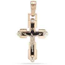 оглядове фото Православний золотий хрестик з емаллю і фіанітами 031573