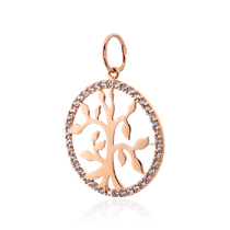 обзорное фото Золотой кулон с фианитами Древо Жизни 032982  Золотые подвески с камнями