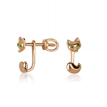 обзорное фото Золотые серьги-гвоздики Лисички 030487  Серьги с камнями