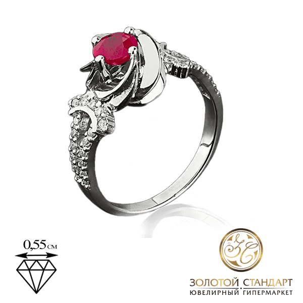 Кольцо из белого золота с рубином и бриллиантами Кольцо из белого золота с рубином и бриллиантами