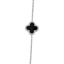 обзорное фото Серебряный браслет с ониксом и фианитами 027761  Серебряные женские браслеты