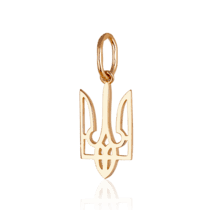 обзорное фото Золотой подвес в красном золоте 585 пробы Тризуб (Герб Украины) 038064  Золотой кулон Герб Украины
