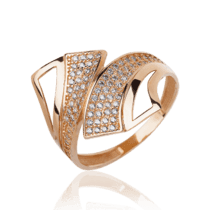 обзорное фото Кольцо женское золотое с фианитами 031483  Золотые кольца с фианитом