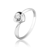 обзорное фото Помолвочное кольцо из белого золота с бриллиантом 025364  Золотые кольца для помолвки с бриллиантом