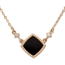 обзорное фото Золотое колье на шею с агатом и фианитами Эльвира 034107 Золотое колье обзорное фото Золотое колье на шею с агатом и фианитами Эльвира 034107  Золотое колье